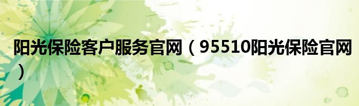 阳光保险客户服务官网（95510阳光保险官网）