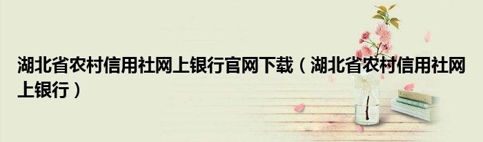 湖北省农村信用社网上银行官网下载（湖北省农村信用社网上银行）