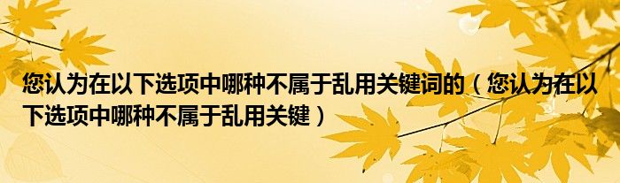 您认为在以下选项中哪种不属于乱用关键词的（您认为在以下选项中哪种不属于乱用关键）