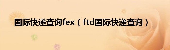 国际快递查询fex（ftd国际快递查询）