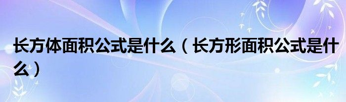 长方体面积公式是什么（长方形面积公式是什么）