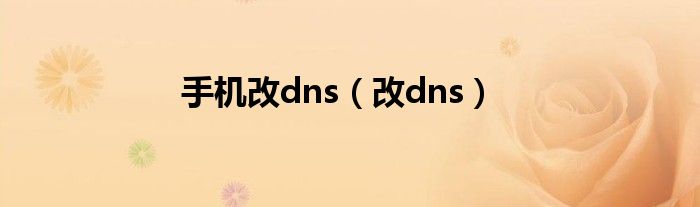 手机改dns（改dns）