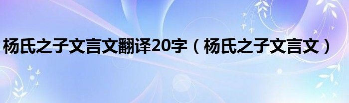 杨氏之子文言文翻译20字（杨氏之子文言文）