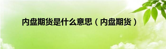 内盘期货是什么意思（内盘期货）