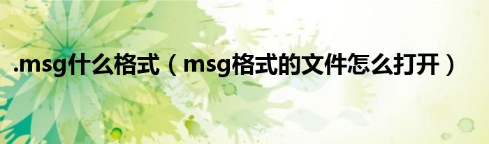 .msg什么格式（msg格式的文件怎么打开）