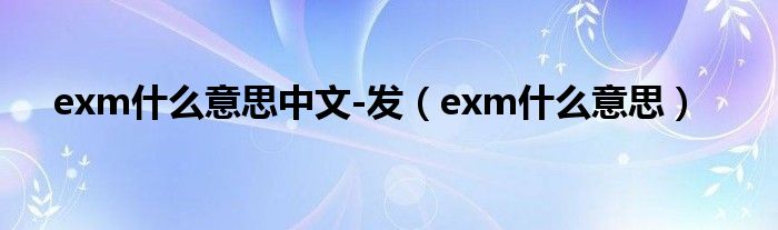 exm什么意思中文-发（exm什么意思）