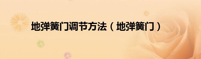 地弹簧门调节方法（地弹簧门）