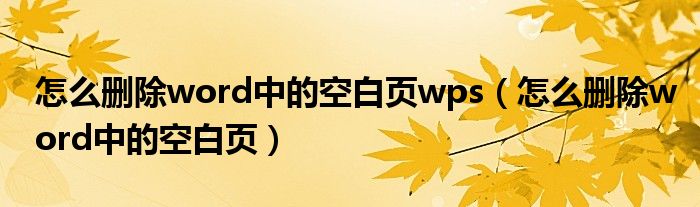 怎么删除word中的空白页wps（怎么删除word中的空白页）