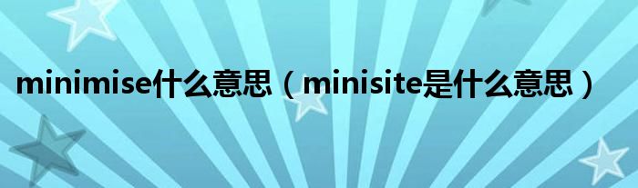 minimise什么意思（minisite是什么意思）