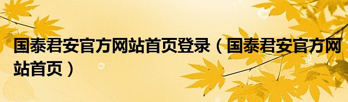 国泰君安官方网站首页登录（国泰君安官方网站首页）