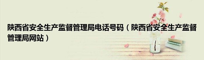 陕西省安全生产监督管理局电话号码（陕西省安全生产监督管理局网站）