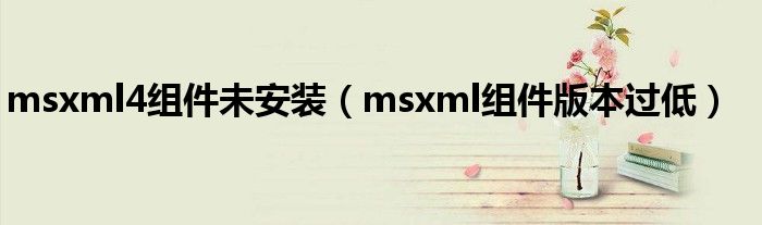 msxml4组件未安装（msxml组件版本过低）