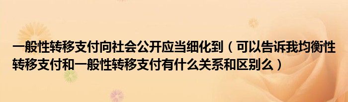 一般性转移支付向社会公开应当细化到（可以告诉我均衡性转移支付和一般性转移支付有什么关系和区别么）