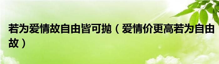 若为爱情故自由皆可抛（爱情价更高若为自由故）