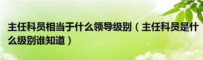 主任科员相当于什么领导级别（主任科员是什么级别谁知道）