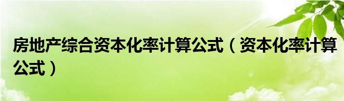 房地产综合资本化率计算公式（资本化率计算公式）