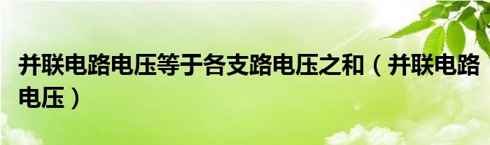 并联电路电压等于各支路电压之和（并联电路电压）