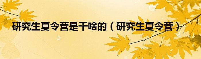 研究生夏令营是干啥的（研究生夏令营）