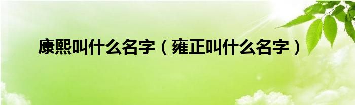 康熙叫什么名字（雍正叫什么名字）