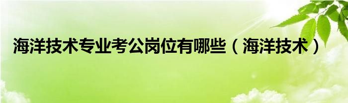 海洋技术专业考公岗位有哪些（海洋技术）