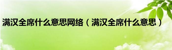 满汉全席什么意思网络（满汉全席什么意思）