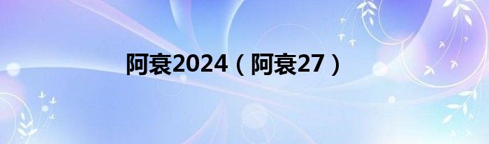 阿衰2024（阿衰27）