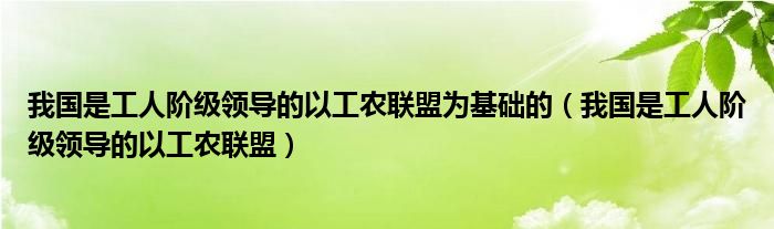 我国是工人阶级领导的以工农联盟为基础的（我国是工人阶级领导的以工农联盟）