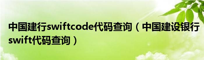 中国建行swiftcode代码查询（中国建设银行swift代码查询）