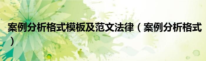 案例分析格式模板及范文法律（案例分析格式）