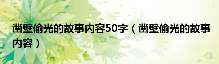 凿壁偷光的故事内容50字（凿壁偷光的故事内容）