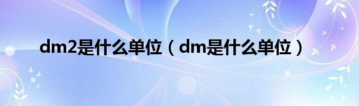 dm2是什么单位（dm是什么单位）