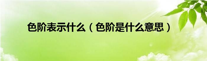 色阶表示什么（色阶是什么意思）