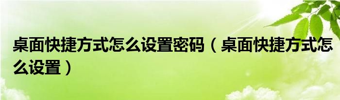 桌面快捷方式怎么设置密码（桌面快捷方式怎么设置）