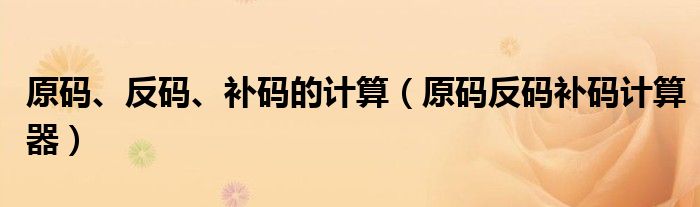 原码、反码、补码的计算（原码反码补码计算器）