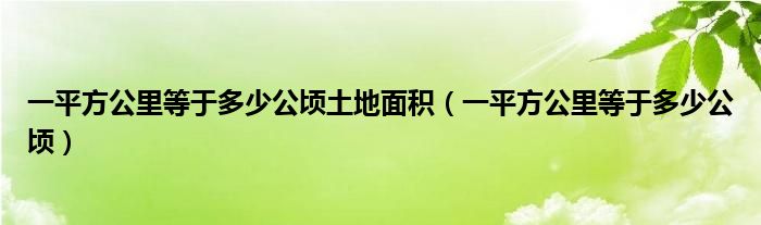 一平方公里等于多少公顷土地面积（一平方公里等于多少公顷）