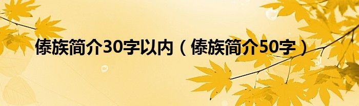 傣族简介30字以内（傣族简介50字）