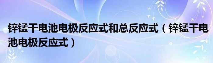 锌锰干电池电极反应式和总反应式（锌锰干电池电极反应式）