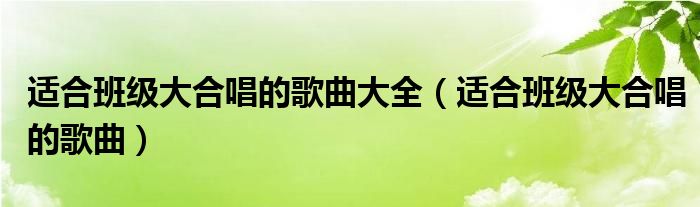 适合班级大合唱的歌曲大全（适合班级大合唱的歌曲）