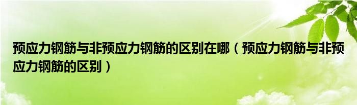 预应力钢筋与非预应力钢筋的区别在哪（预应力钢筋与非预应力钢筋的区别）