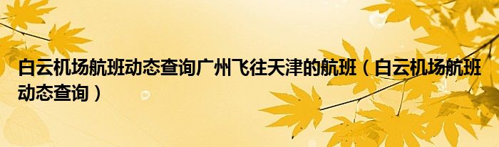 白云机场航班动态查询广州飞往天津的航班（白云机场航班动态查询）