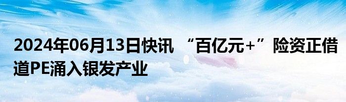 2024年06月13日快讯 “百亿元+”险资正借道PE涌入银发产业