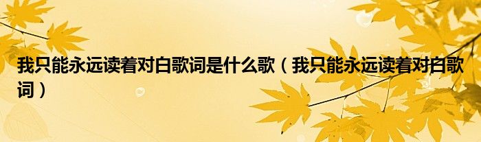 我只能永远读着对白歌词是什么歌（我只能永远读着对白歌词）