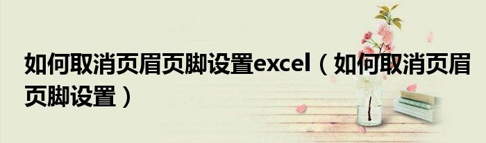 如何取消页眉页脚设置excel（如何取消页眉页脚设置）