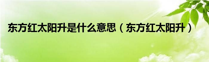 东方红太阳升是什么意思（东方红太阳升）