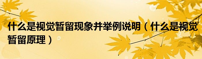 什么是视觉暂留现象并举例说明（什么是视觉暂留原理）