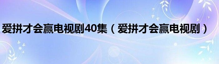 爱拼才会赢电视剧40集（爱拼才会赢电视剧）