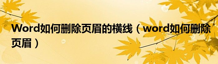 Word如何删除页眉的横线（word如何删除页眉）