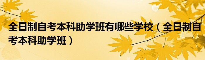 全日制自考本科助学班有哪些学校（全日制自考本科助学班）