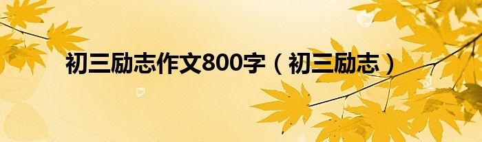 初三励志作文800字（初三励志）