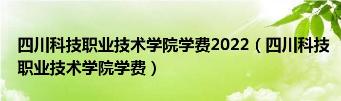 四川科技职业技术学院学费2022（四川科技职业技术学院学费）